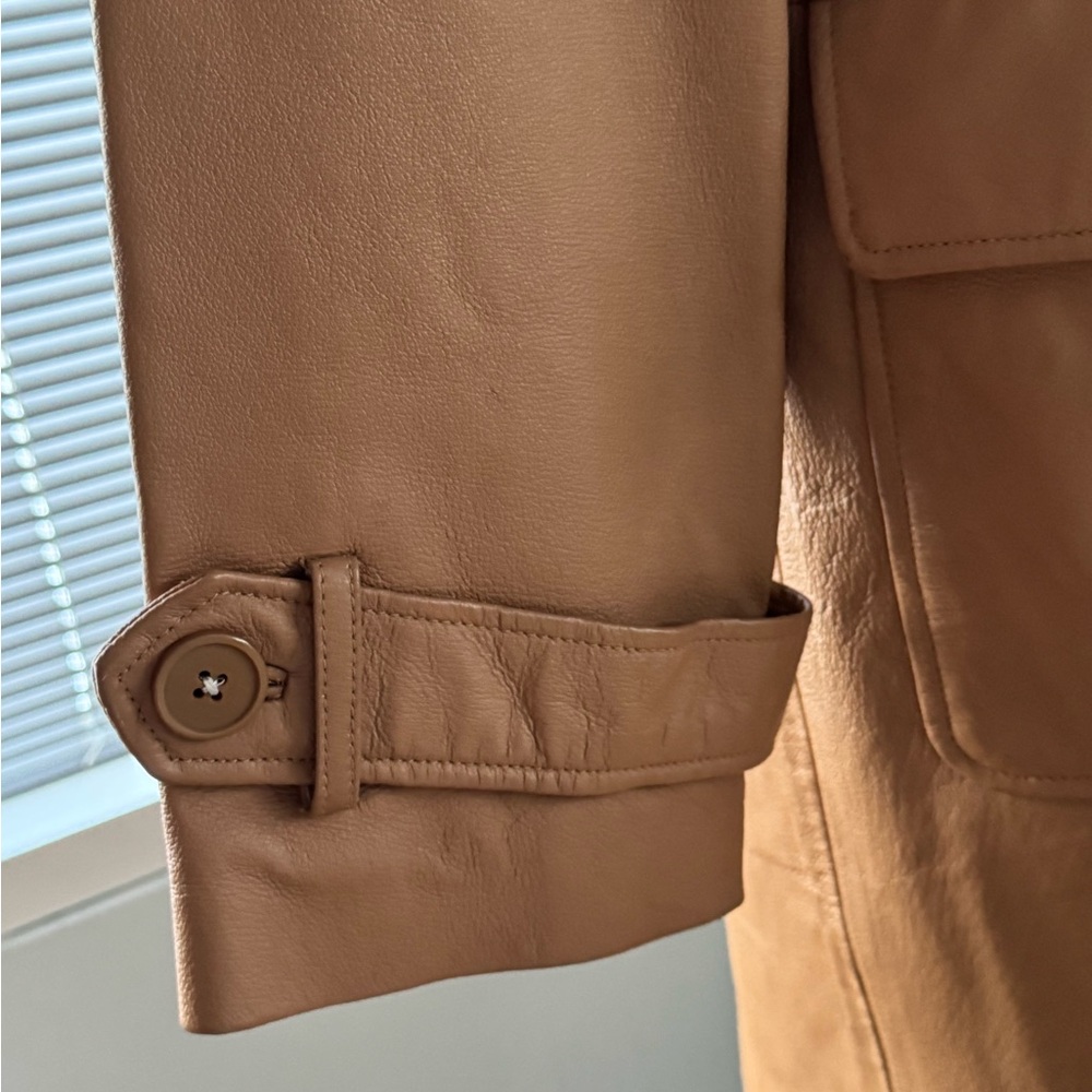 Newport News Tan Leather Trench Coat - Picture 4 of 8